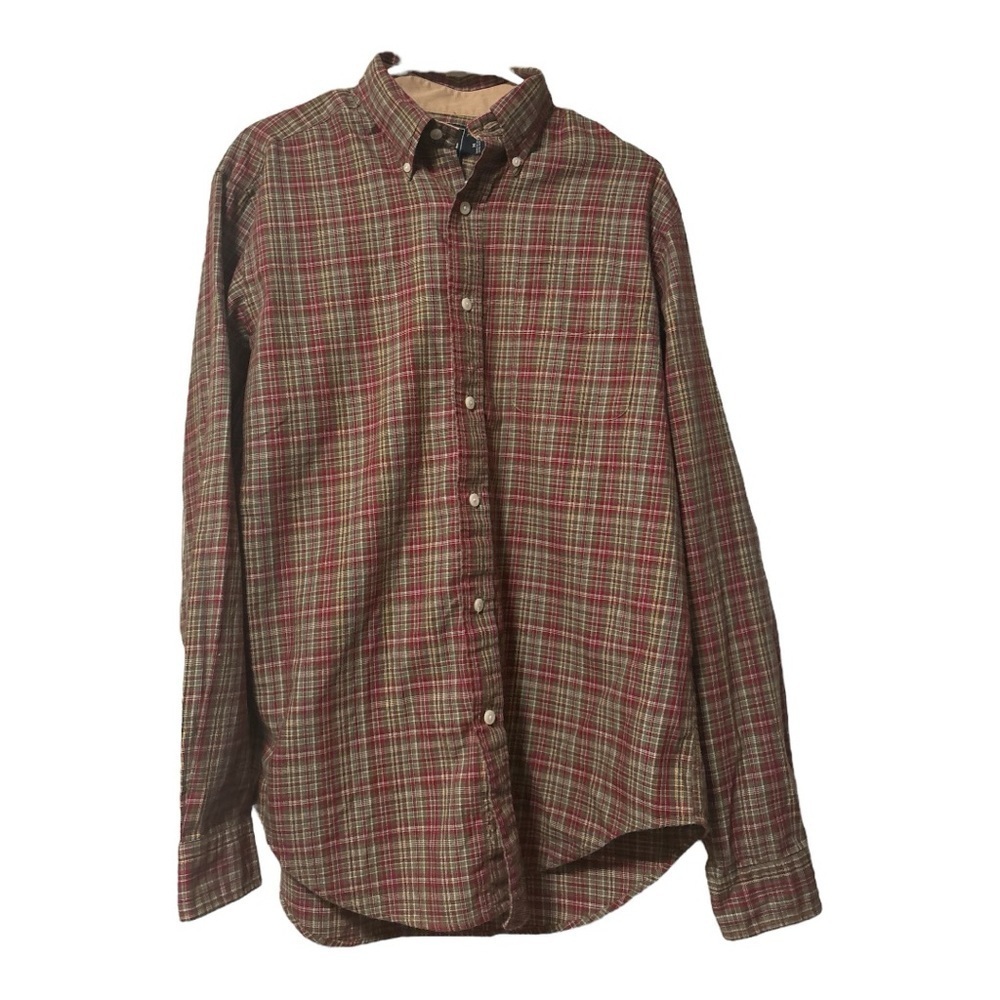 Men's Red and Green Plaid Shirt